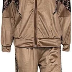 Leopard Accent Velvet Tracksuit